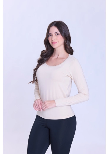 Blusa térmica Matilde Em Malha Bege Hapuk Outono/Inverno 2026