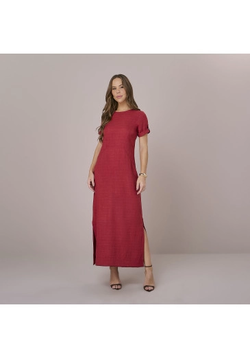 Vestido Alexandra Em Crepe Vermelho Tatá Martello Outono/Inverno 2025