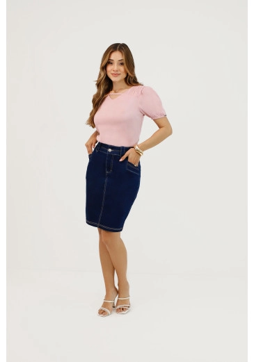 Saia Ingrid Jeans Em Bali Blue Nítido Primavera/Verão 2026