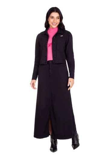 Jaqueta Josefa Jeans Color Com Botões Funcionais Preta Hapuk Outono/Inverno 2024