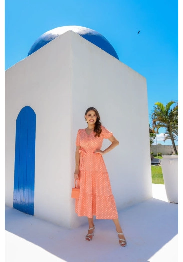 Vestido Antonella Em Crepe Maxi Midi Três Marias Salmão Fagian Alto Verão 2024