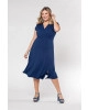 Vestido Transpassado Azul Plus Size