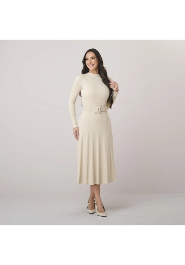Vestido Kiara Em Malha Boulevard Creme Tata Martello Outono/Inverno 2026