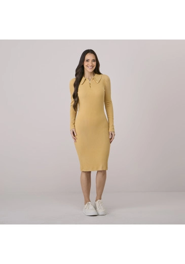 Vestido Ingrid Em Malha Canelada Amarelo Tata Martello Outono/Inverno 2026