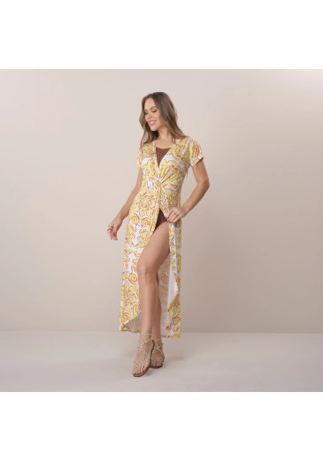 Saída de Praia Any Em Malha Amarela Tatá Martello  Primavera/Verão 2025 