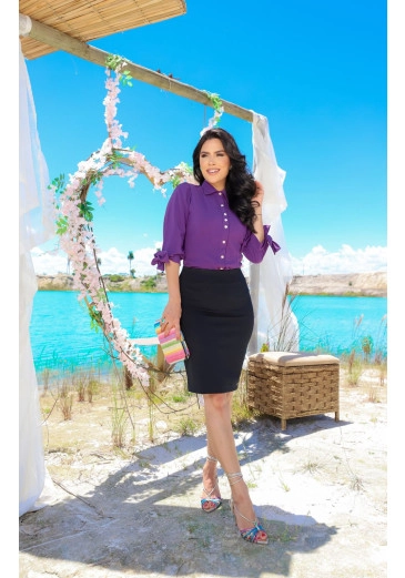 Camisa Gilda Em Crepe Com Elastano Maria Amore Alto Verão 2025