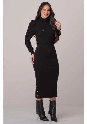 Conjunto Natalie Em Malha Allure Preto Tata Martello Outono/Inverno 2026