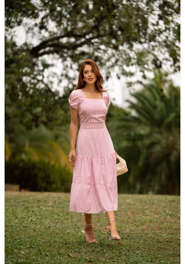 Vestido Daiane Em Spandex Listrado Jany Pim Primavera/Verão 2026