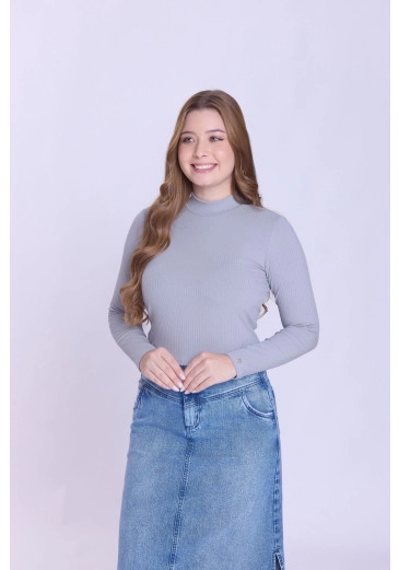 Blusa Sophia Em Malha Canelada Cinza Hapuk Outono/Inverno 2026