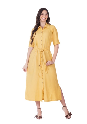 Vestido Neia Em Tecido Plano Amarelo Hapuk Primavera/Verão 2026