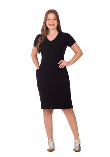 Vestido Kelly Em Malha Canelada Preto Hapuk Primavera/Verão 2026