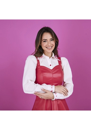 Camisa Alessandra Em Tricoline Com Bordado Industrial  Tata Martello Outono/Inverno 2023