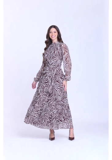 Vestido Alice Em Chiffon Marrom Hapuk  Outono/Inverno 2026