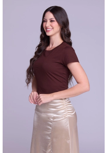 Blusa Xanthe Em Malha De Algodão Marrom Hapuk Primavera/Verão 2026