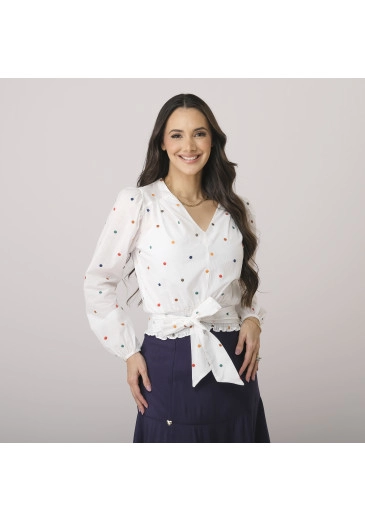 Blusa Larissa Em Algodão Bordado Branco Tata Martello Outono/Inverno 2026