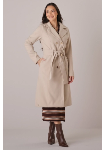 Sobretudo Laura Em Lã Batida Bege Tata Martello Outono/Inverno 2025