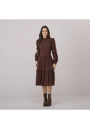 Vestido Mayra Em Laise  Marrom Tata Martello Outono/Inverno 2026