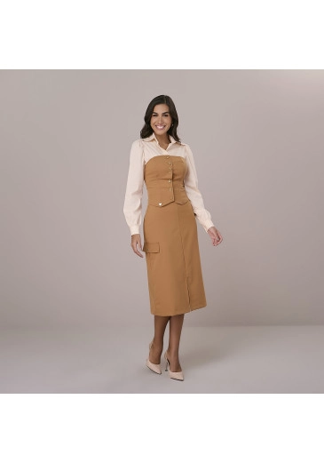 Conjunto Eliane Em Alfaiataria Caramelo Tatá Martello