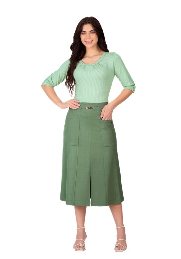 Blusa Mariana Em Malha Canelada Texturizada Verde Hapuk  Primavera/Verão 2026
