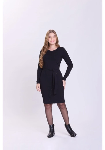 Vestido Flaviana Em Malha Canelada Preto Hapuk Outono/Inverno 2026