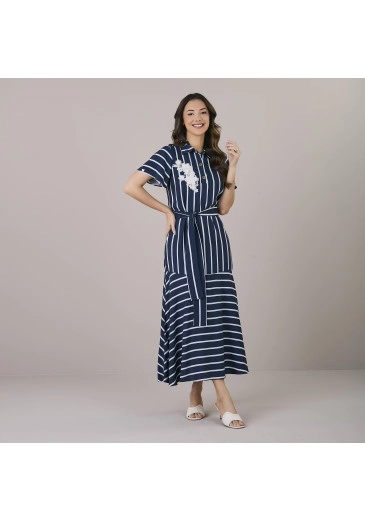 Vestido Val Com Aplicação Azul Marinho Tatá Martello Alto Verão 2025