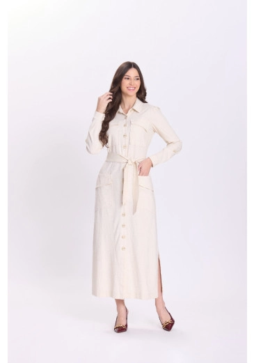 Vestido Serena Em Viscose Bege Hapuk Outono/Inverno 2026