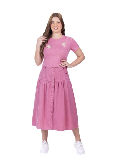 Saia Yasmine Em Jeans Rosa Hapuk Primavera/Verão 2026