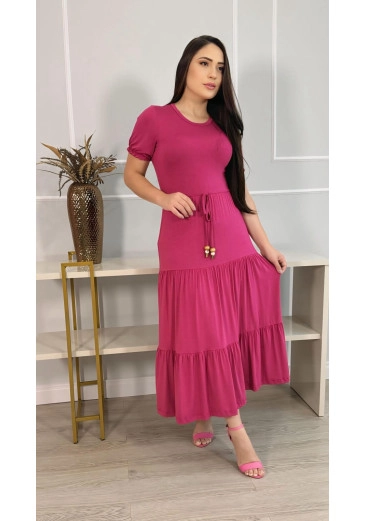 Vestido Na Malha Menegote Rosa Mulher Morena Alto Verão 2025