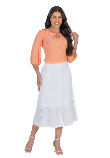 Blusa Giovanna Em Viscose Laranja Hapuk Alto Verão 2024