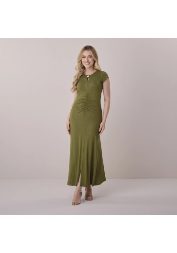 Vestido Gisele Em Visco Lady Forrado Verde Tata Martello Primavera/Verão 2026