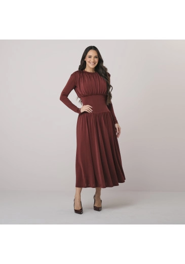 Vestido Antonela Em Malha Jersey Marrom Tata Martello Outono/Inverno 2026