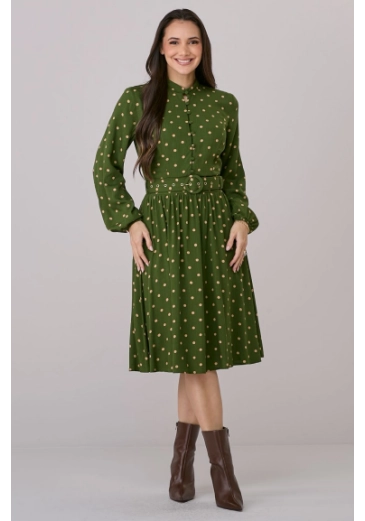 Vestido Magda Em Viscolinho Verde Tata Martello Outono/Inverno 2026