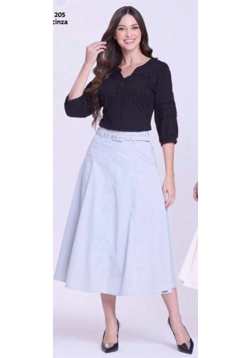 Saia Vanessa Em Tecido Plano Cinza Hapuk  Outono/Inverno 2026