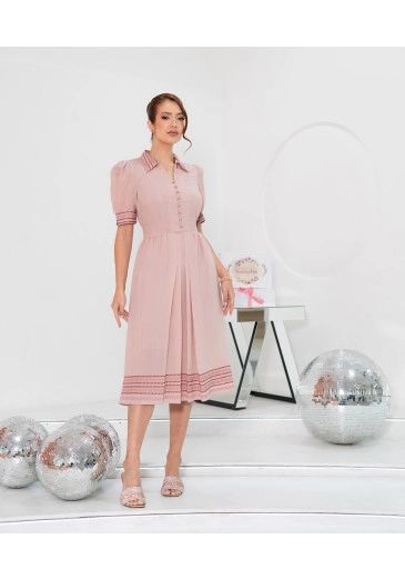 Vestido Midi Em Caibraia Rose Luciana Pais Primavera/Verão 2026