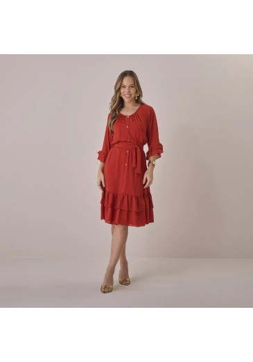 Vestido Beatriz Em Crepe Yorio Vermelho Tata Martello Primavera/Verão 2026