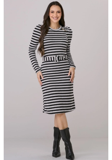 Vestido Natasha Em Trico Preto Tata Martello Outono/Inverno 2026