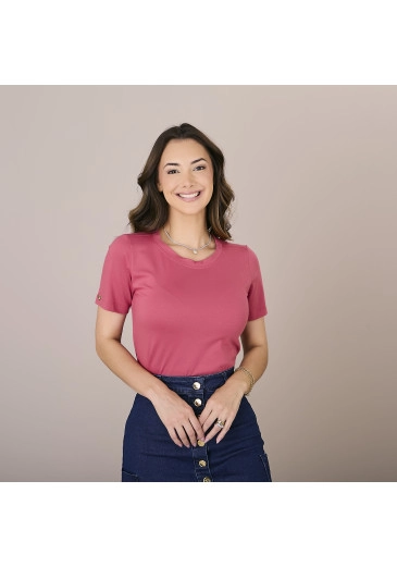 Blusa Heloisa Algodão Pima Rosa Tatá Martello Alto Verão 2025