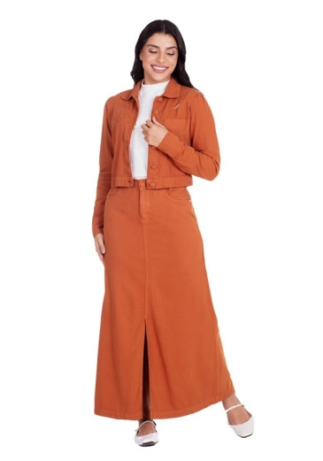 Jaqueta Josefa Jeans Color Com Botões Funcionais Caramelo Hapuk Outono/Inverno 2024