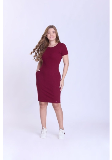 Vestido Celina Em Malha Canelada Bordo Hapuk  Outono/Inverno 2026