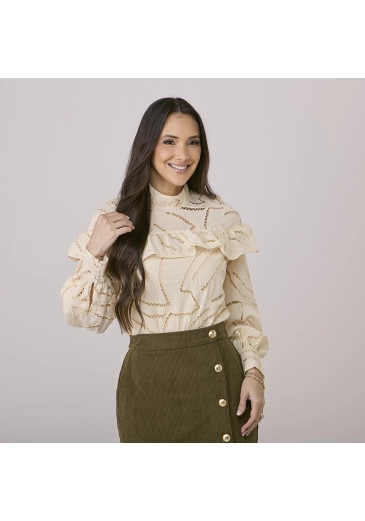 Blusa Keila Em Laise Bege Tata Martello Outono/Inverno 2026