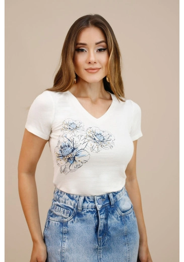 T-shirt Eloa Em Malha Flamê Natural Nitido Outono/Inverno 2026