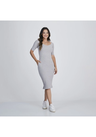 Vestido Joana Tubinho Em Malha Canelada Rosa Tata Martello Alto Verão 2024