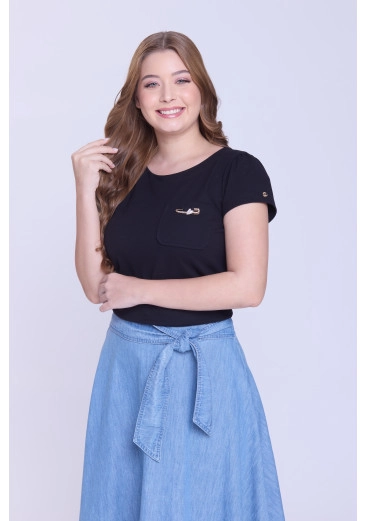 Blusa Daiane Em Malha Piquet Preto Hapuk Outono/Inverno 2026