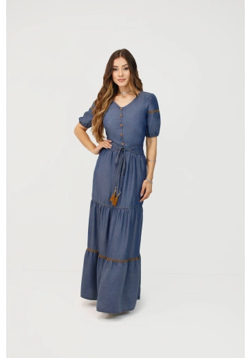 Vestido Zuri Longo Jeans Nítido  Outono/Inverno 2025