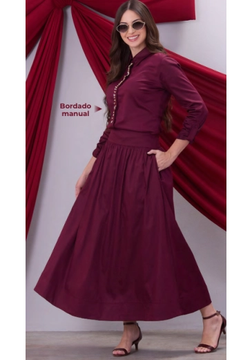 Saia Carol Em Tecido Plano Bordo Hapuk  Outono/Inverno 2026
