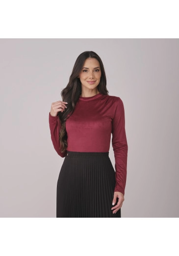 Blusa Elis Em Malha Suede Bordô Tata Martello Outono/Inverno 2026
