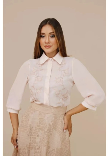 Camisa Heloise Em Crepe Bege Nitido Outono/Inverno 2026