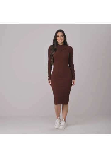 Vestido Elisa Em Malha Allure Marrom Tata Martello Outono/Inverno 2026