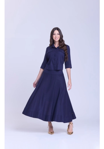 Conjunto Poliana Em Linho Azul Noite Hapuk Outono/Inverno 2026