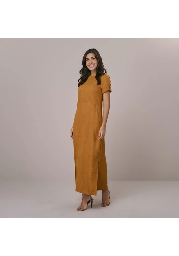 Vestido Alexandra Em Crepe Caramelo Tatá Martello Outono/Inverno 2025